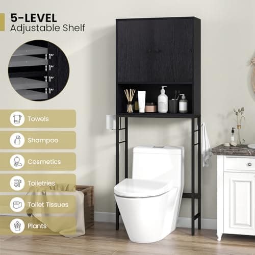 Giantex Anti-Tip Over Toilet Storage Cabinet - Bathroom Organizer