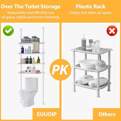 Stainless Steel 83-124 Inch Adjustable White Bathroom Organizer Spacesaver