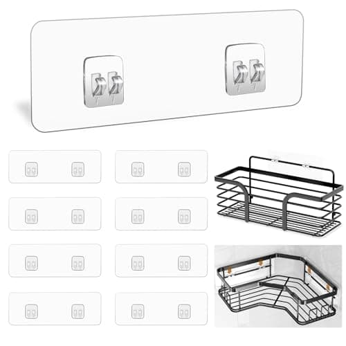 14 Pack Strong Adhesive Hooks for Shower Caddy & Bathroom Storage