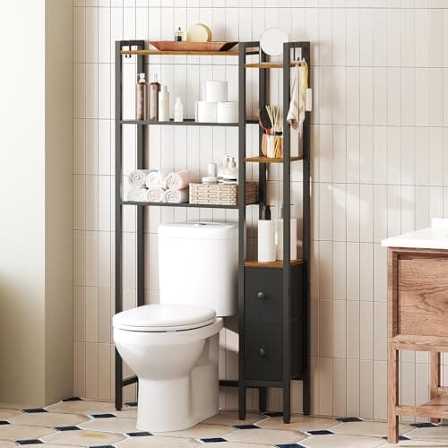Rustic Brown & Black 6-Tier Toilet Organizer TR03BR