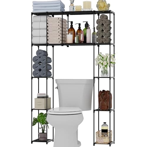 PPN Premium Over-The-Toilet Storage Cabinet for Small Spaces Black Towel Shelf Accessories