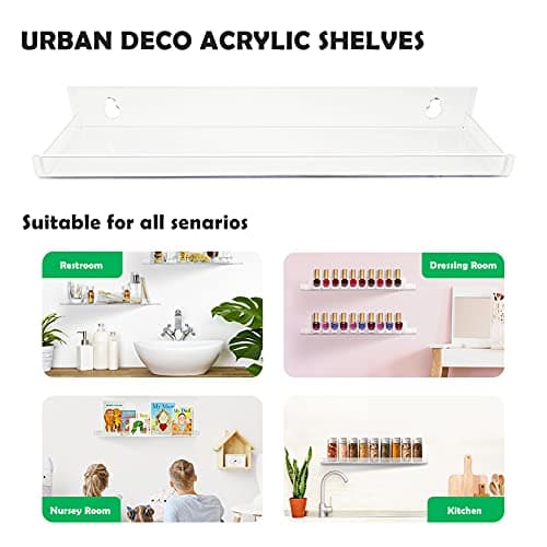 Urban Deco 3 Pack 15" Clear Acrylic Spice Rack, Wall Mount Organizer