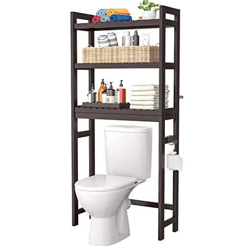 Homykic 3-Tier Bamboo Over-The-Toilet Organizer, White