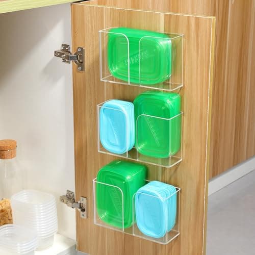 Cabinet Organizer Storage for Tupperware Lids: Wall Mounted Holder for Kitchen Walls - 3 Pack (Black Stainless Steel)