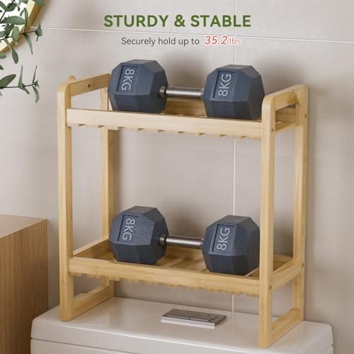 AmazerBath 2-Tier Bamboo Over the Toilet Storage Shelf, Space Saver for Small Bathrooms