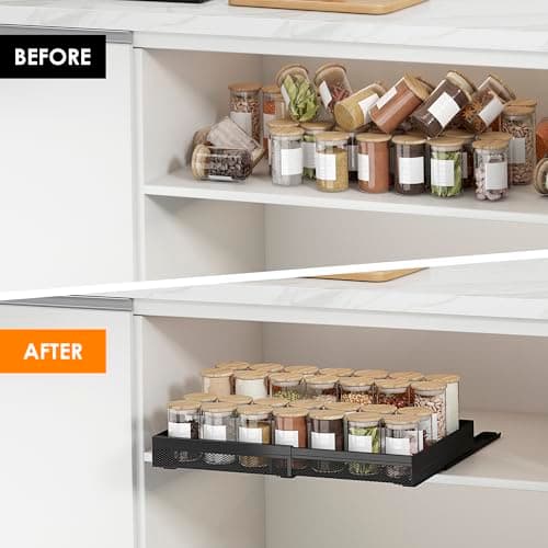 Expandable 16.5" Deep Slide Out Kitchen Cabinet Organizer, Metal, 1 Pack
