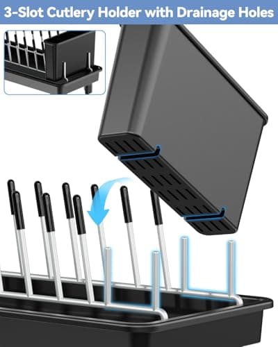 Stainless Steel Small Dish Drying Rack with Cutlery Holder