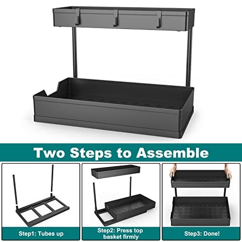 2-Pack Under Sink Organizers for Bathroom and Kitchen