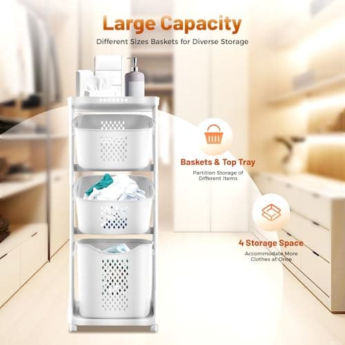 3-Tier Laundry Sorter & Organizer Cart with 4 Wheels