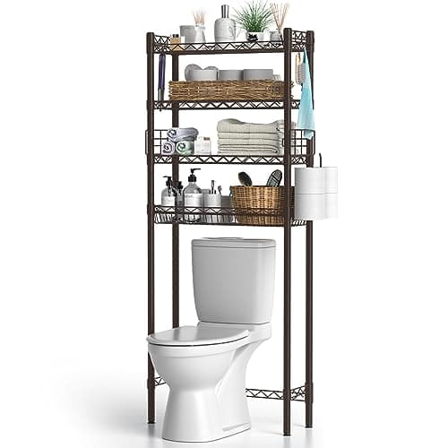 White Over-The-Toilet Storage Shelf, Bathroom Space Saver Organizer