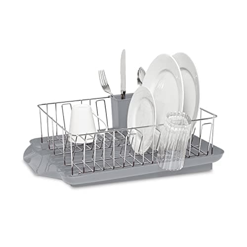 Farberware Large Capacity Dish Drying Rack Set with Drainboard & Utensil Holder