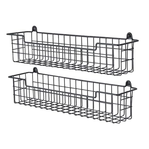 Wall-Mounted Spice Rack Organizer - 2-Pack Storage Shelf for Kitchen Cabinet Doors, Black