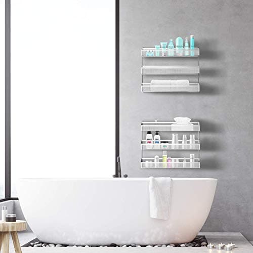 Auledio 2 Pack Spice Rack Organizer, 3-Tier Chrome Stand or Wall Mount Storage