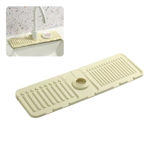 Premium Silicone Kitchen Faucet Mat - Fast Drying Splash Guard (1 Pack, Gray)