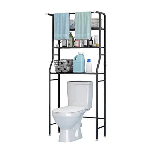UDEAR 3-Shelf Over-The-Toilet Rack, Black: Corner Storage Space Saver