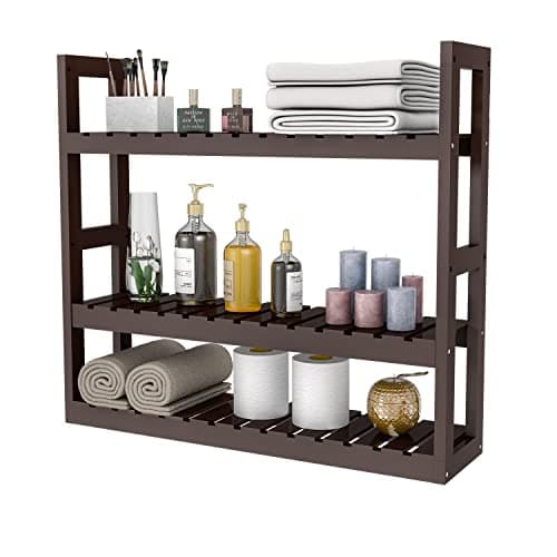 Domax 3-Tier Bamboo Wall Mount Toilet Organizer, White