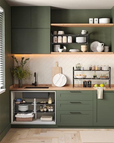 NETEL 2-Tier Expandable Under Sink Organizer, Cupboard Storage with 8 Panels, Kitchen & Bathroom