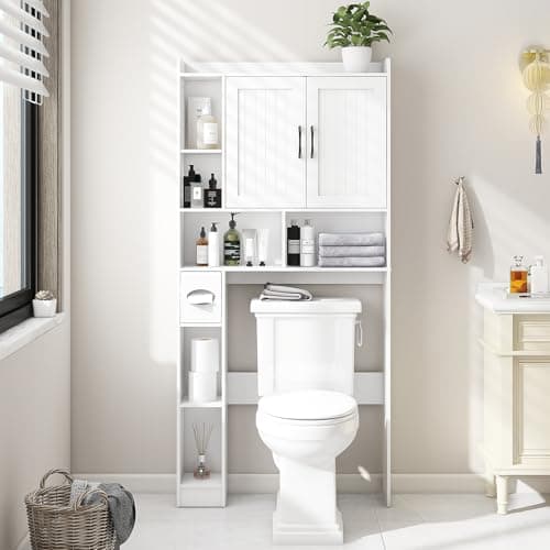 Bathroom Space-Saving Toilet Cabinet with Barn Door