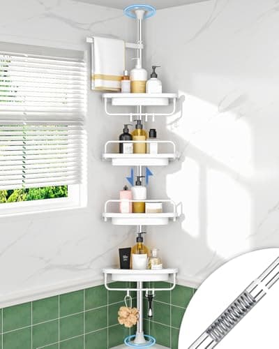 ALLZONE Rustproof Bathroom Shower Caddy with 4-Tier Shelves for Bathtub Storage, Black
