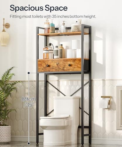 Over The Toilet Storage Cabinet with 3 Tier Organizer