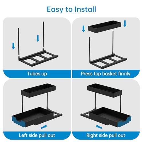 NATURE'S SOURCE 2-Tier Under Sink Organizers, Black 2-Pack