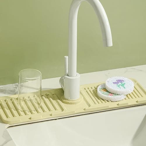 Premium Silicone Kitchen Faucet Mat - Fast Drying Splash Guard (1 Pack, Gray)