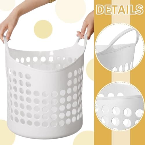Suclain 3pcs Flexible Laundry Basket Set White Large Versatile for College Dorm Laundry Room