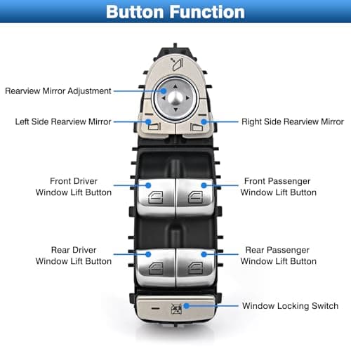 Master Power Window Switch - Driver Side, Compatible with Mercedes-Benz C300, C350e, C43, C63, GLC300, GLC43 AMG (Replac