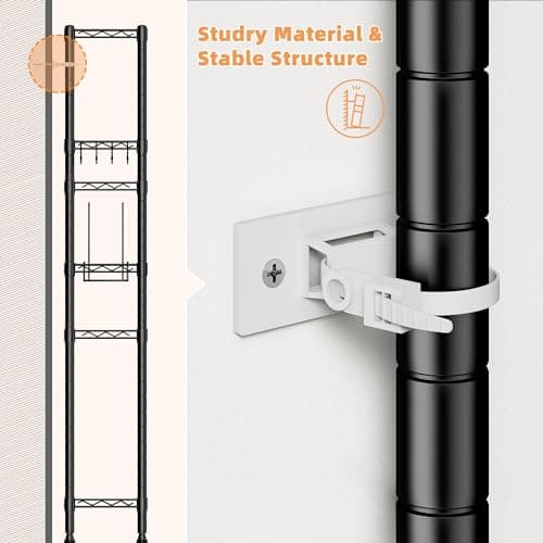 6 Tier Over Toilet Storage Rack with Drawer, Black