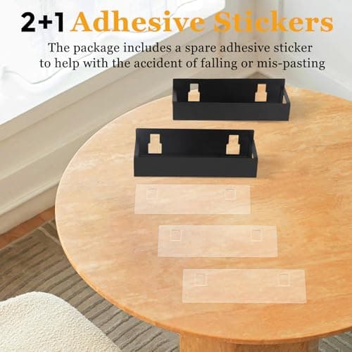 Wall-Mounted Spice Rack Set: 2 Black Adhesive Organizers for Smooth Surfaces, No Drilling Needed