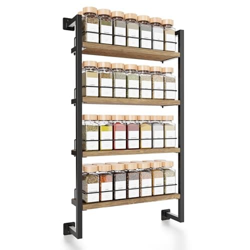 Space Saving Spice Rack Organizer for Wall Mount - Easy Installation for up to 56 Jars - Kitchen Seasoning Organizer