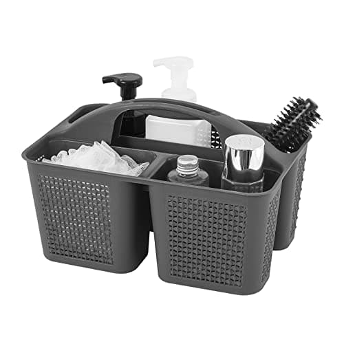 UUJOLY Black Portable Shower Caddy with Compartments for Bathroom and Kitchen