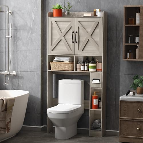 JOKOLO Rustic Brown Freestanding Wooden Toilet Storage Cabinet