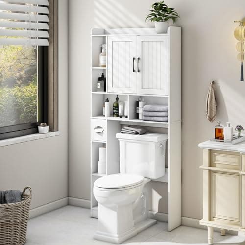 Bathroom Space-Saving Toilet Cabinet with Barn Door