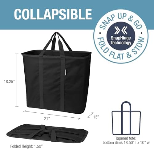 CleverMade Collapsible Laundry Caddy - 64L Large Foldable Basket with Pop-Up Frame and Carry Handles