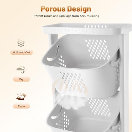 3-Tier Laundry Sorter & Organizer Cart with 4 Wheels