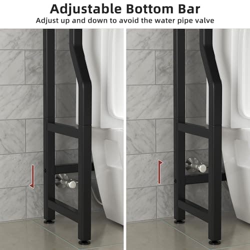 Black 3-Tier Over-the-Toilet Storage Rack with Hooks