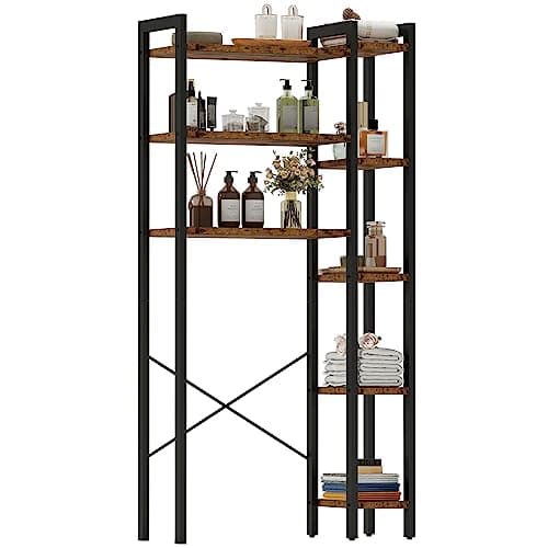 IRONCK Vintage Brown Over the Toilet Storage Organizer with 8-Tier Shelf