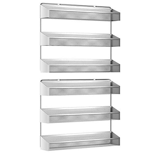 Auledio 2 Pack Spice Rack Organizer, 3-Tier Chrome Stand or Wall Mount Storage