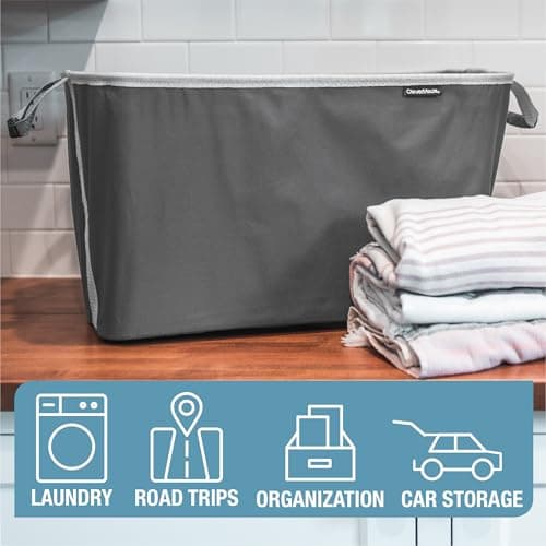 CleverMade Shadow Stone Gray 2-Pack 60L Foldable Laundry Hamper