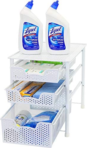 Simple Houseware 3-Tier White Alloy Steel Sliding Drawer Organizer Cabinet