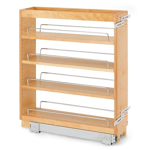 Rev-A-Shelf 5" Adjustable Kitchen Cabinet Organizer for 5.5" Opening, Spice Rack Included