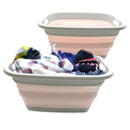 Sammart 2-Pack 31L Collapsible Laundry Basket - Pop-Up Storage - Water Capacity 23L (2, Grey)