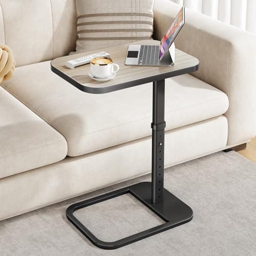 Kitstorack Adjustable Height TV Tray Table with Flip-Over Panel for Sofa Arm Ends