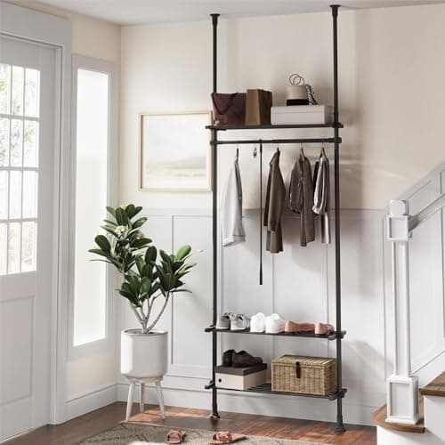 Adjustable 4-Tier Over Toilet Bathroom Organizer Rack in Metal Black