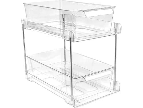 4-Pack Clear 2-Tier Sink Organizers for Bathroom, Kitchen, and Pantry