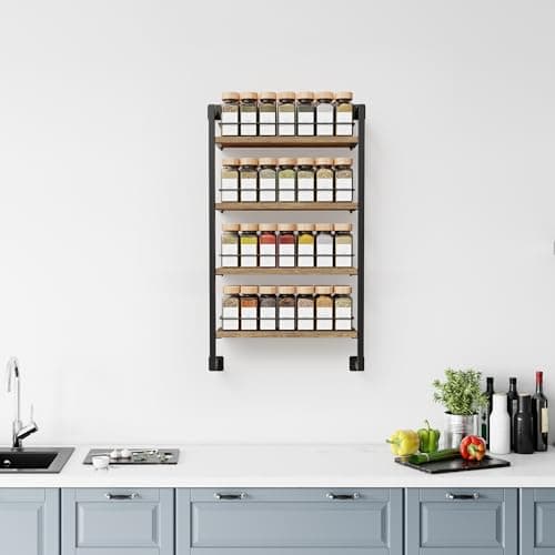 Space Saving Spice Rack Organizer for Wall Mount - Easy Installation for up to 56 Jars - Kitchen Seasoning Organizer