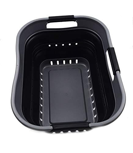 Sammart 19L Collapsible Laundry Basket - Grey/Black, 5 Gallon Storage Organizer