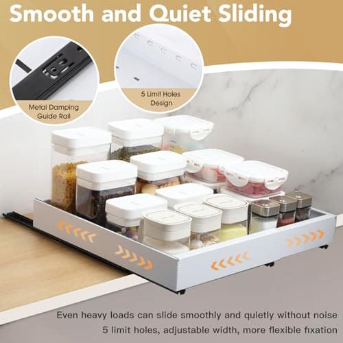 Expandable Cabinet Organizer with Adjustable Drawers - Heavy Duty Pull Out Shelves for Kitchen, Pantry, Bathroom