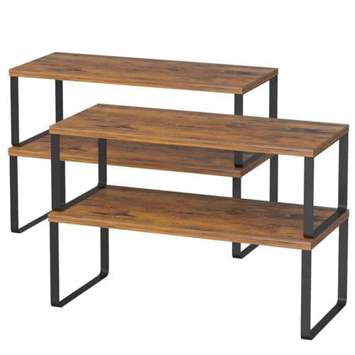 NEX Bamboo Kitchen Organizing Shelf, Set of 4, White & Natural
